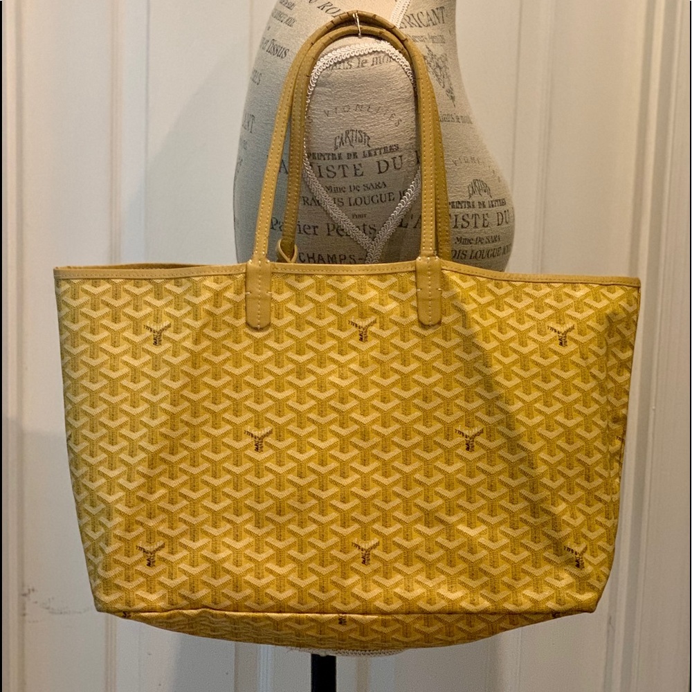 Goyard St. Louis Yellow Canvas Leather Tote Bag